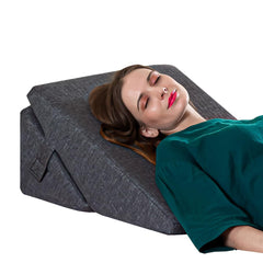 Orthopedic Memory Foam Pillow For Sleeping Adjustable Bed Wedge Pillow, Grey - 24 L X 22 W X 12 H Inches | For Back Support, Acid Reflux, Leg Support & Elevation, Washable Outer Cover