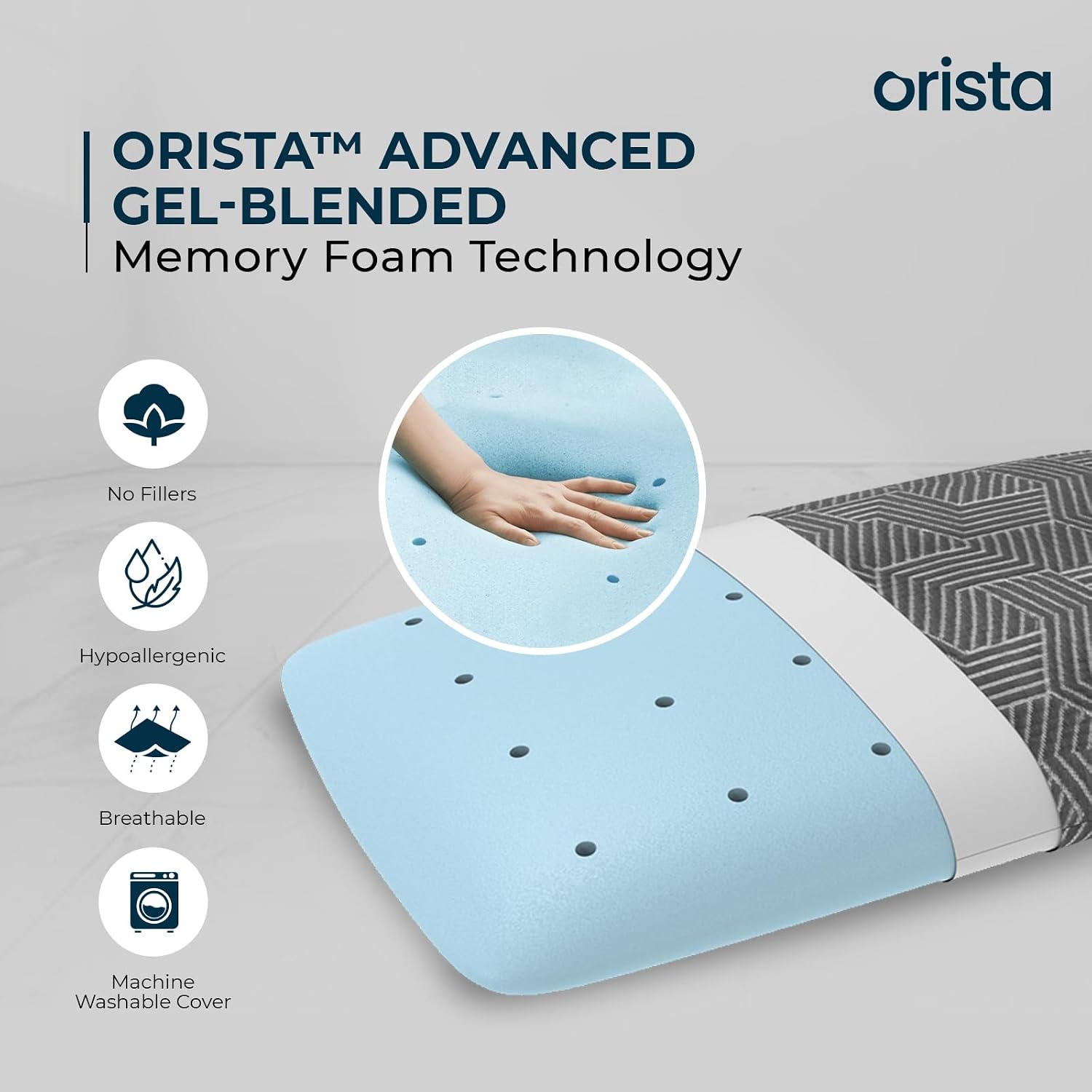Advance Gel Blended Memory Foam Pillow, For Pain Relief, Grey, Thin Size - 24 X 16 X 3 Inch | For Neck & Shoulder Pain Relief | Orthopedic Pillow For Back & Stomach Sleepers - Pack Of 2