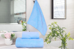 Homecloud Ultra Soft Bath & Face Towel Set 300 Gsm | 3x Softer Than Cotton Towels | Highly Absorbent & Ultra Fast Dry | Set Of 2 (Sky Blue)