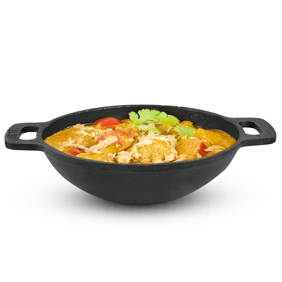 Pre-Seasoned Black Cast Iron Kadai With Flat Handle - Medium, 25.6cm, 10 Inch, 2.4 Liters, 2.5 Kg | Naturally Nonstick Wok Model Kadhai, 100% Pure & Toxin-Free, No Chemical Coating