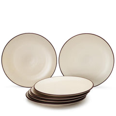 Ceramic Handmade Serving Dinner Plates Set Of 6 - 10.6 Inches, Off White | Stoneware - Dinnerware | Scratch Resistant, Microwave & Dishwasher Safe - Full Plate Set Crockery For Dining & Gifting