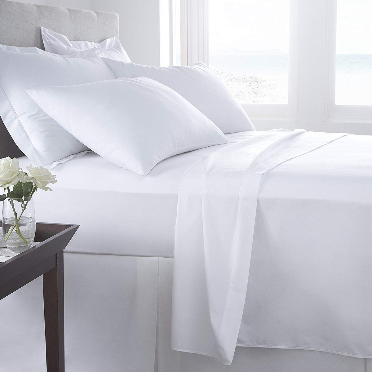 Plain Double Bedsheet For Queen Size With 2 Pillow Covers - 88 X 96 Inches, White | Long Lasting Softness & Breathable
