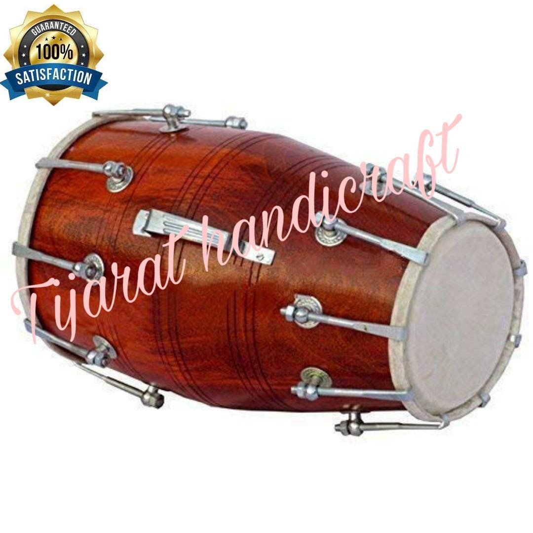 Sheesham Wood Musical Dholak Nut & Bolt With Carry Bag - Brown | Perfectly Symmetric Round Dholak - Dholak For Festival, Wedding, Satsang | Bolt Tuned Wedding Dholki