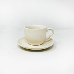 Subhra Ceramic Cups & Saucers Set Of 6 | White Matte Finish Tea Cup Set Of 6 Cups + 6 Saucers For Tea, Coffee, Hot Drinks - 12 Pieces, 150ml, Microwave Safe