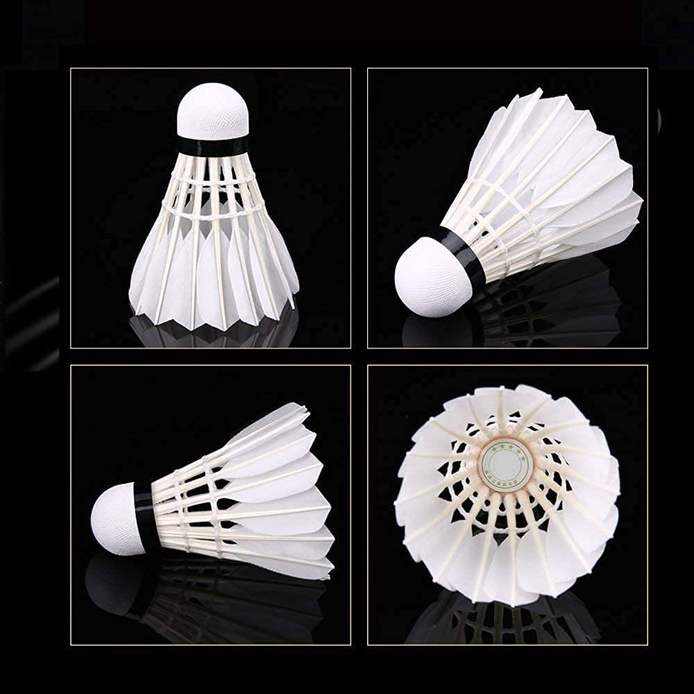 Zhenan Advanced Goose Feather Badminton Shuttlecocks With Great Stability And Durability , Hight Speed Training Badminton Birdies | White , Pack 12