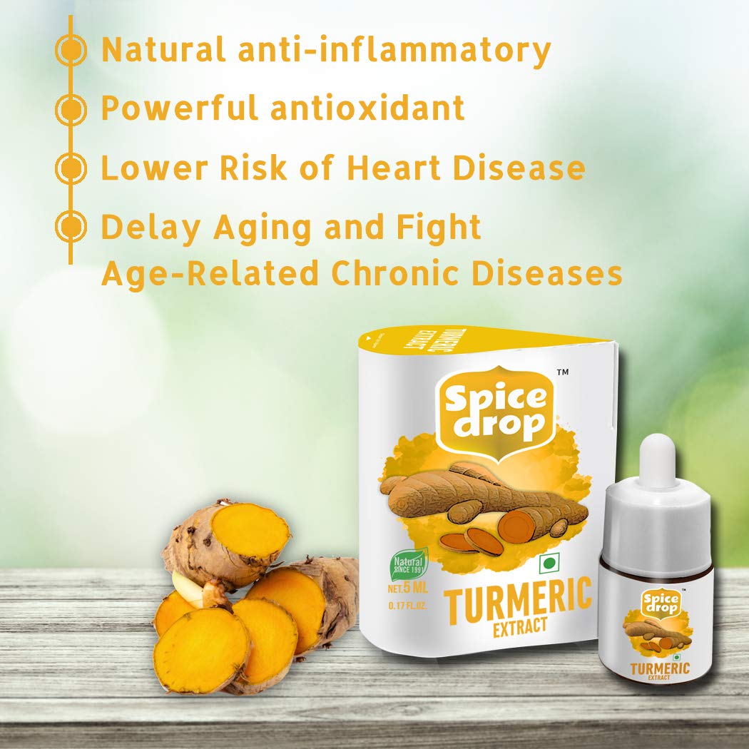 Spice Drop Turmeric Latte Extract - 180 Cups, 5ml, 0.1 Fl.Oz. | Authentic Indian Herbal Mix For Better Immune System - Natural & Ayurveda Recipe | Gluten Friendly, Keto Friendly, Non-GMO