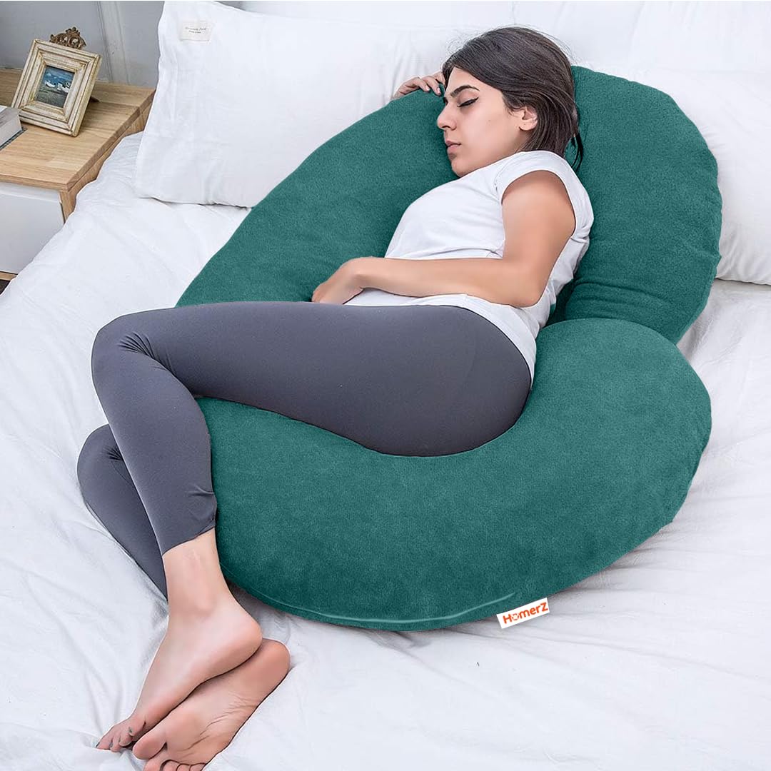 C Shaped Pillow, Pregnancy Pillow For Pregnant Women, Maternity Pillow, Green Color | Pregnancy Gifts For Women, Maternity Soft Pillows For Pregnancy Sleeping, Washable Velvet Cover