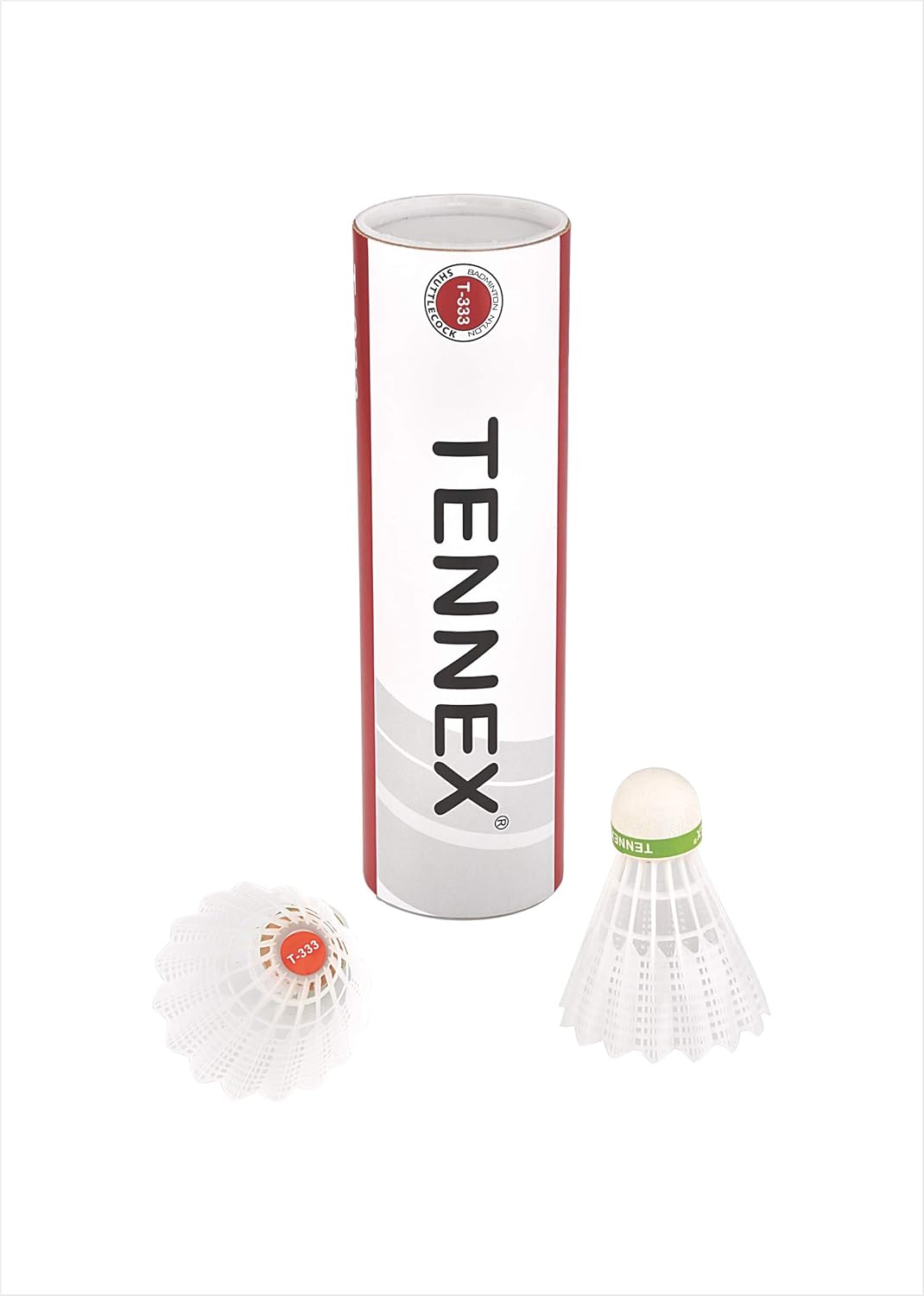 Tennex T 333 Nylon Badminton Cork Base Shuttlecock For Intermediate | White , Pack Of 6
