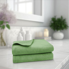 Sassoon Venir Microfiber 2 Piece Hand Towels 450 Gsm | Absorbent & Quick Dry Multipurpose Hand Towels (Green)