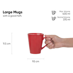 Large Ceramic Coffee Mug Set Of 2 - Red Rim, 350ml Each | Red Beauty Ceramic Mug - Tea Mug With Glossy Finish | Mug For Coffee - Ceramic Coffee Mug | Stoneware Coffee Cup - Microwave Safe