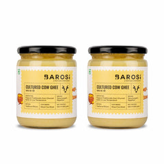 Pure Organic Cultured Desi Cow Ghee By Barosi | Rich In Vitamins A, E & Healthy Cow Desi Ghee Good For Cooking | 1 Litr (500ml * 2) 33.8 Ounce | Jar Pack