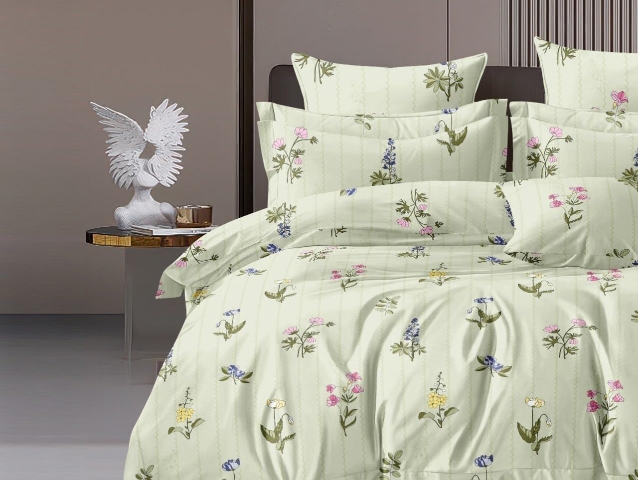 Printed Double Bedsheet For Super King Size With 2 Matching Pillow Covers - 108 X 108 Inches, Multicolor | 300 Thread Count Skin Friendly & Luxuriously Smooth To Touch Bedsheet