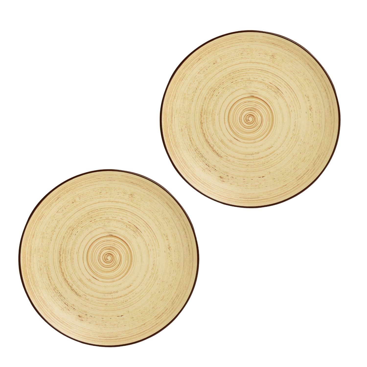 Hand Glazed Ceramic Earthy Swirl Dinner Plates Set Of 2 - Brown, 10 Inches | Microwave & Dishwasher Safe Full Plates - Premium Plates For Party