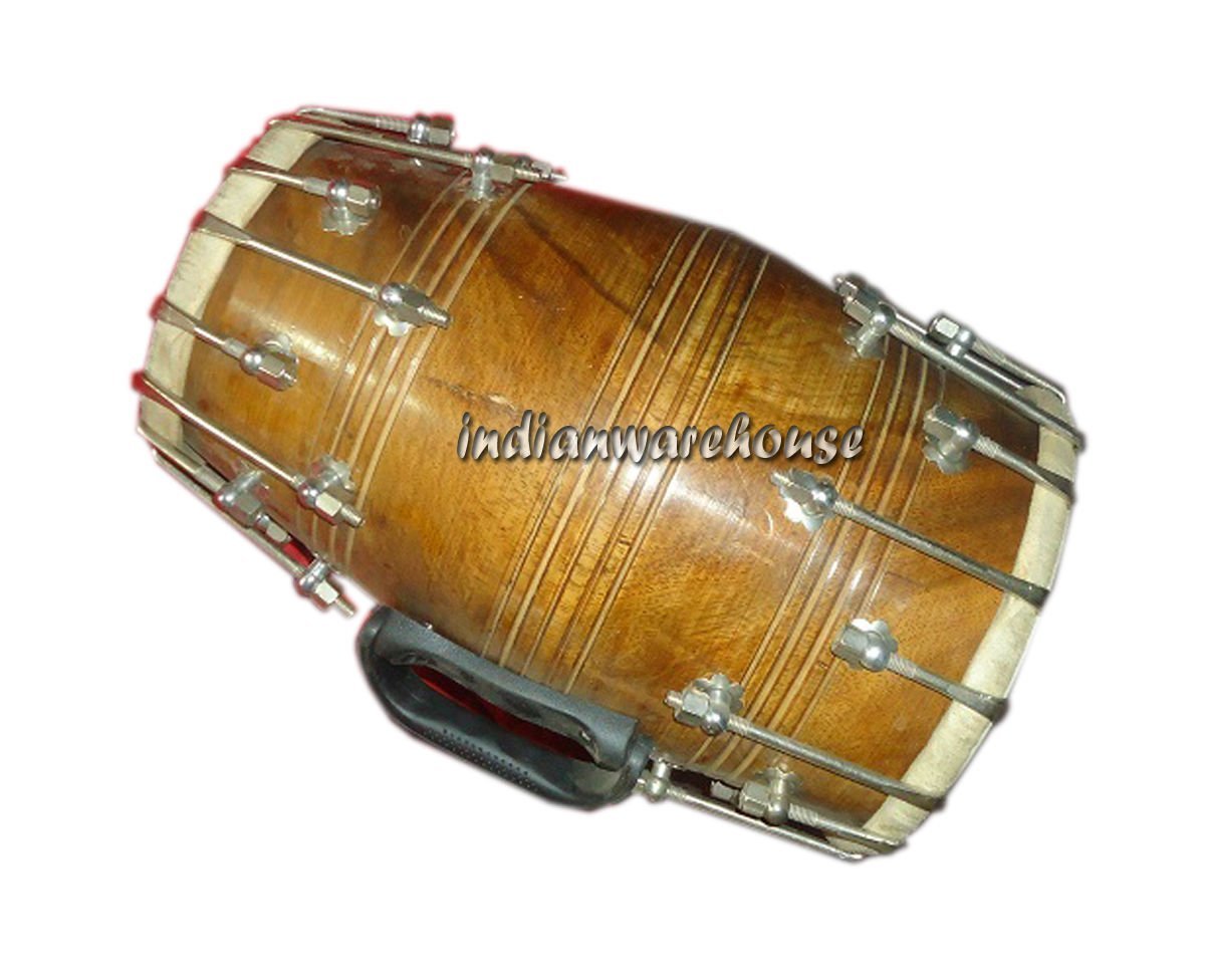 Sheesham Wood Double Bolt Tuned Dholak Drums - Brown | Perfectly Symmetric Round Dholak - Dholak For Festival, Wedding, Satsang | Very Easy To Tune
