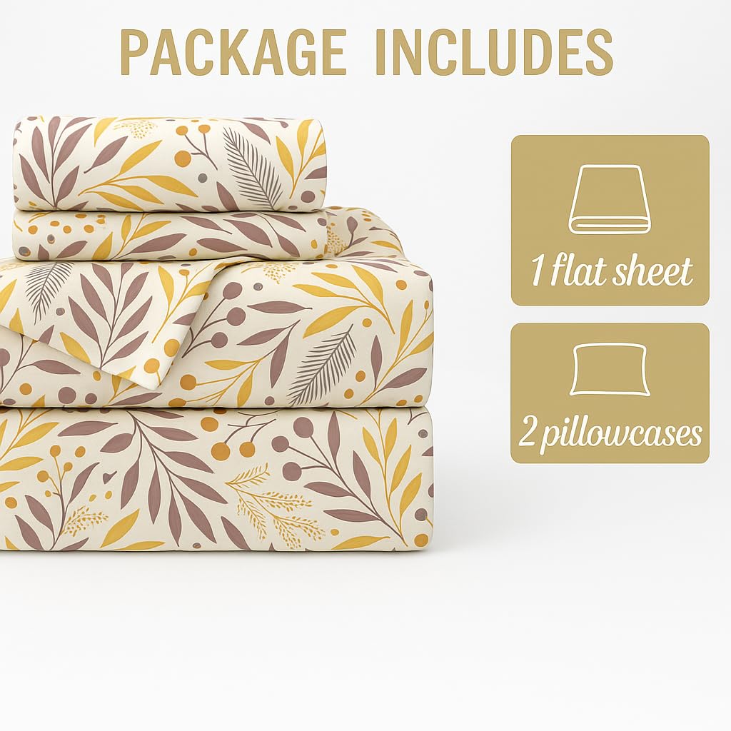 King Size Bedsheet With 2 Pillow Covers - 108 X 108 Inches, Cream & Brown | Wrinkle & Fade Resistant Bedding | Perfect For Homes, Hotels, Villas, Resorts & Guest Houses
