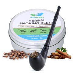 Ayurvedic & Organic Herbs Mix For Smoking | Handmade Wooden Smoking Pipe Accessories Kit - Tobacco & Nicotine Free 30g