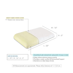 Memory Foam Pillow For Neck & Shoulder Pain Relief, Standard Size - 5 Inch | Sleeping-Orthopedic Bed Pillow For Back, Side & Stomach Sleepers | Thick-Medium Firm, Cervical Pillow -Set Of 2