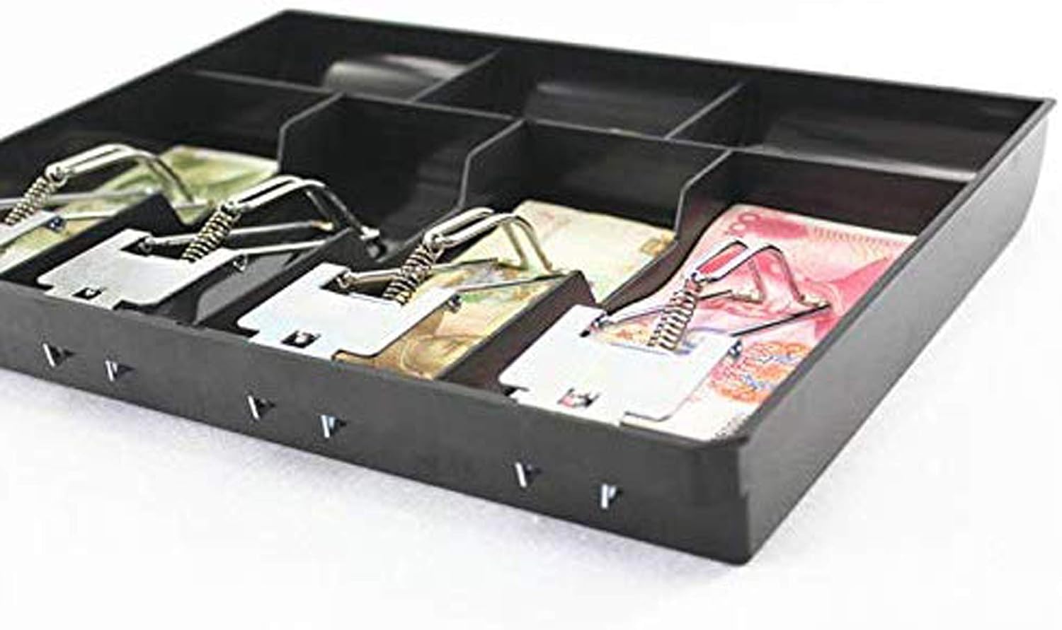 Abs Plastic Cash Drawer, 4 Cash & 3 Coin Organizer For Supermarket, 7 Slot, 32.2 X 3.5 X 24.5 Cm, Colour - Black Special Feature - Durable
