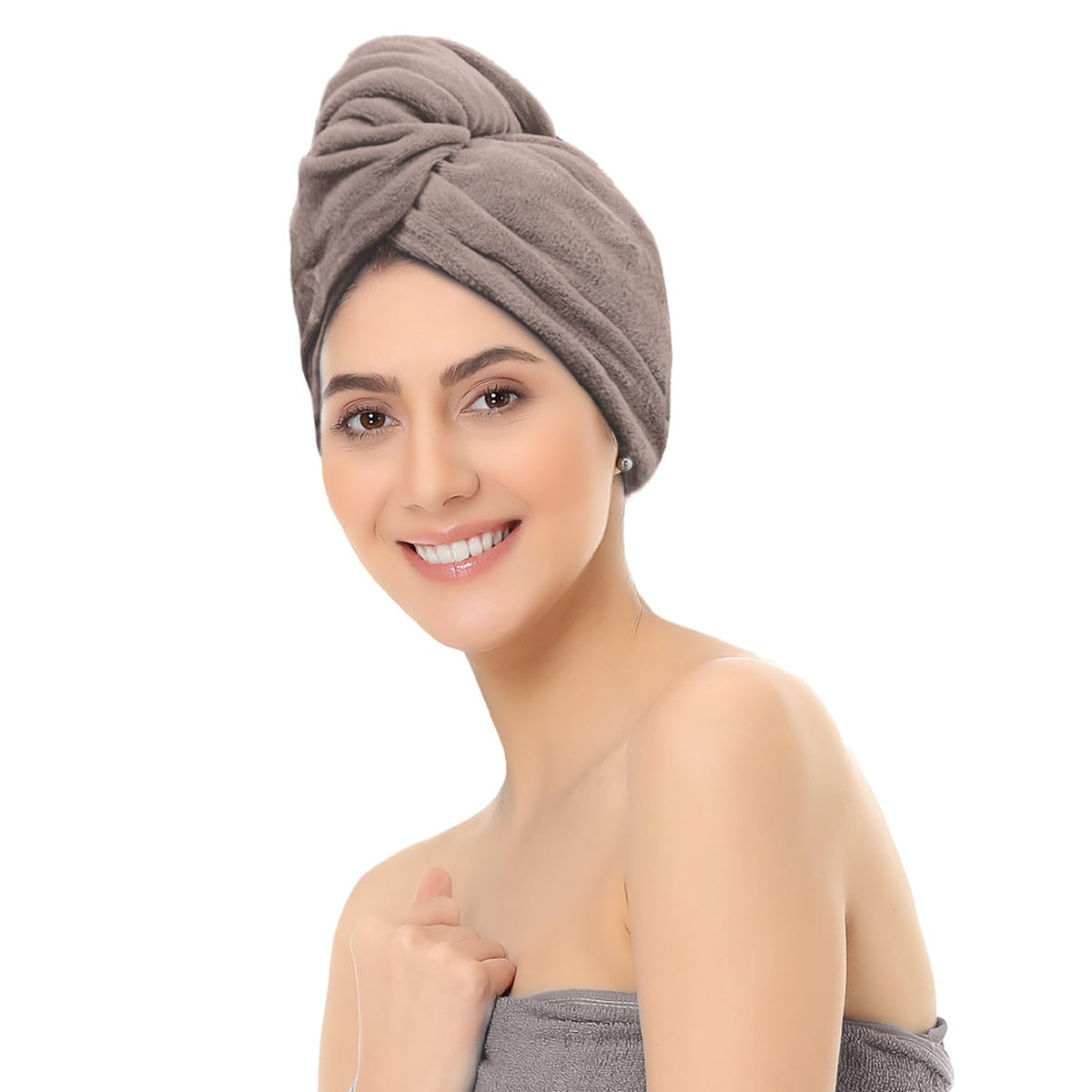 Sassoon Venir Microfiber Hair Wrap Towel 450 Gsm | For Women With Smooth Texture Super Absorbent Quick Dry Hair Turban (Sandstone)
