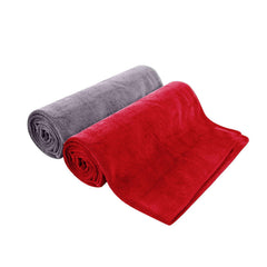 Maxoshine Microfiber Hand Towel 150 Gsm | Lint Free Napkins For Kitchen Wash Basin Gym Quick Dry & Soft Face Towel For Women & Men -Red & Grey (Pack Of 2)