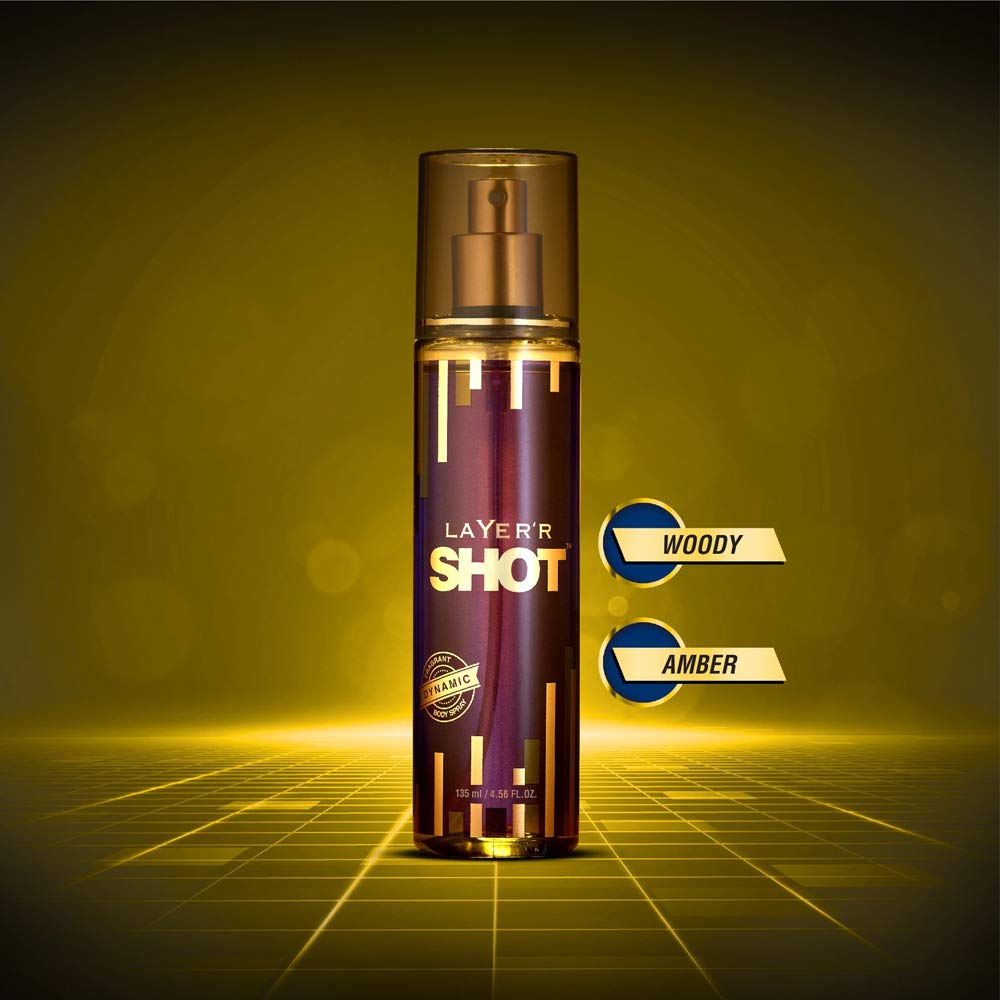 Layer'r Shot Gold Dynamic Fragrant Body Spray 135ml 4.56 Fl.oz. | Long Lasting & Unique Fragrance For Men