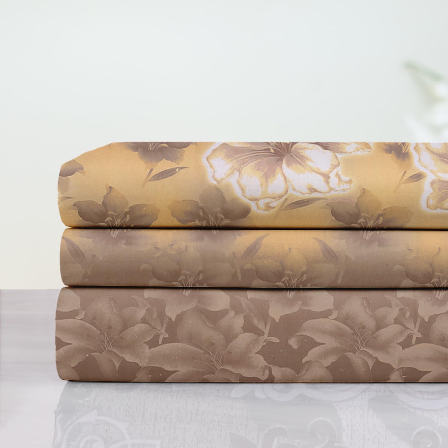 Cotton Elastic Fitted Double Bedsheet For King Size With 2 Pillow Covers - 78 X 72 + 8 Inches, Brown & Cream | Soft Wrinkle Free & Breathable Elastic Bedsheets For King Size Bed