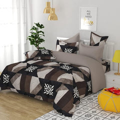 1 Double Bedsheets With 2 King Size Pillow Covers | 90 X 90 Inches, Brown & White - Double Bed Breathable & Wrinkle Free | Ultra Soft 180 Thread Count Super Soft
