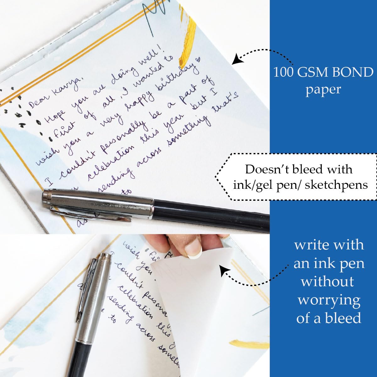 Letter Pad Letters & 20 Envelopes, Unruled Pages Perfect For Letter, Poetry, A5 Size (Blue)