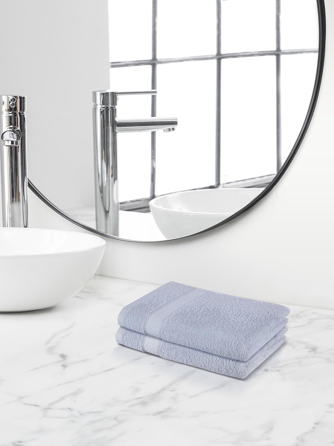 Himeya 100% Cotton Large Size Hand Towels 400 Gsm (Cloudy Grey) - 2 Piece