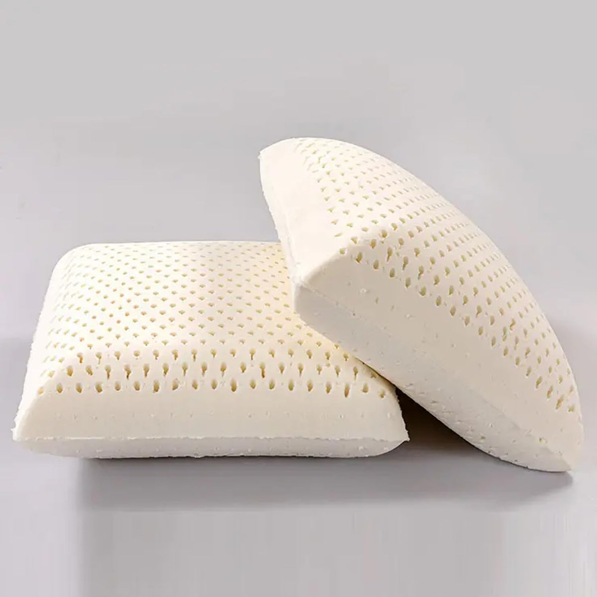 100% Natural Latex Regular Sleeping Bed Pillow, Soft Luxury Pillow, White - 40 X 60 Cm | For Side, Back & Stomach Sleepers | Medium Firmness Pillow, Breathable Inner Cotton Cover - Pack Of 2