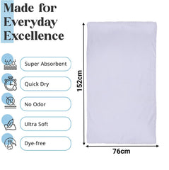 Kuber Industries Cotton Bath Towels 200 Gsm | Super Soft Swimming & Bathing Towel Travel Cotton Towel & Gamcha - White (Pack Of 3)