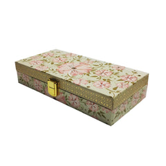 Classic Design Gold Plated Mgi Floral Decorative Box, Wedding Fancy Shagun Cash Box, Jewellery Box, Money Box, Gaddi Box, Colour - Green, Style - Traditional