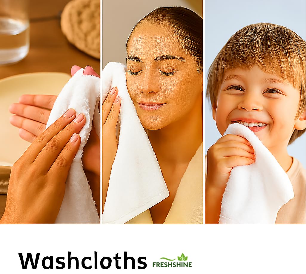 Freshshine Face Towel 300 Gsm | Super Soft Quick Dry Microfiber Face Towel (White) - Set Of 2