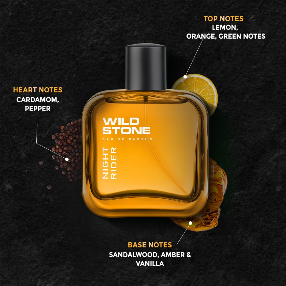 Wild Stone Night Rider EDP Perfume For Men 100ml 3.4 Fl.oz. | Long Lasting Fragrance