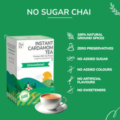 Teafit Unsweetened Instant Cardamom Tea Premix - Pack Of 10 Sachets, 140gm, 4.9 Ounce | Premium Milk Tea Premix, Just Add Water - Strong Home Like Elaichi Chai | Medium Caffeine