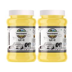 Premium Desi Ghee By Nageshwar | Rich In Protein Fiber Healthy Desi Ghee Good For Bakes Cookies | 2 Litre (1 Litr * 2) 67.6 Ounce | Jar Pack