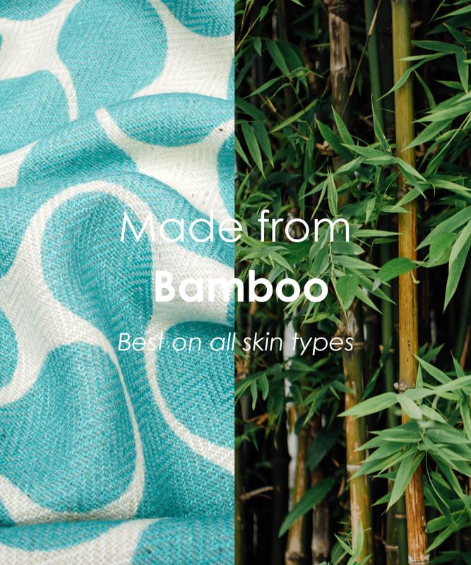 Thirsty Towel By Doctor Towels Bamboo Bath Towel 460 Gsm | Herringbone Weave Fabric Hypoallergenic, Light Weight, Quick Dry Towel (Turquoise Tile Design)