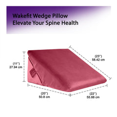 Memory Foam Wedge Cushion, Wedge Pillows For Bed, Dark Pink, Medium Size - 22 H X 11 L X 20 W Inch | Orthopedic Pillows For Neck Pain, Acid Reflux, Anti Snoring | Advance Wedge Pillow