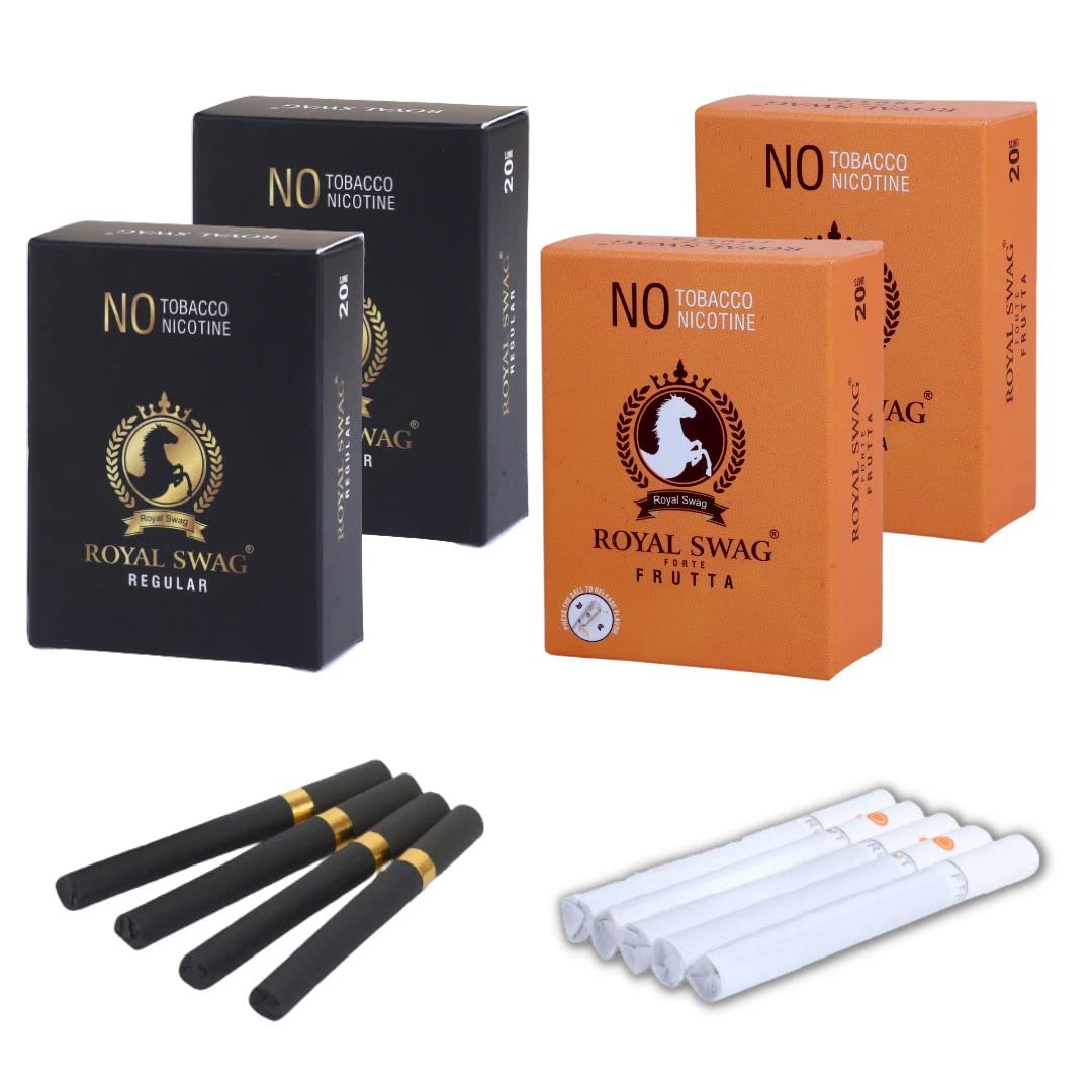 Royal Swag Ayurvedic Herbal Cigarette Regular, Frutta Flavoured (80 Sticks) 100% No Nicotine & No Tobacco - Smoking Cessation Non Addictive | Pack Of 80