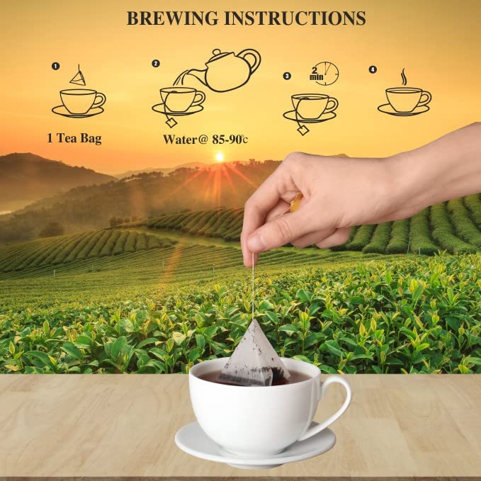 San-Cha Turmeric Boost Green Tea - 25 Biodegradable Tea Bags | Blended With Curcumin Rich Turmeric - Environment Friendly & Made In Corn Fiber | Low Caffeine