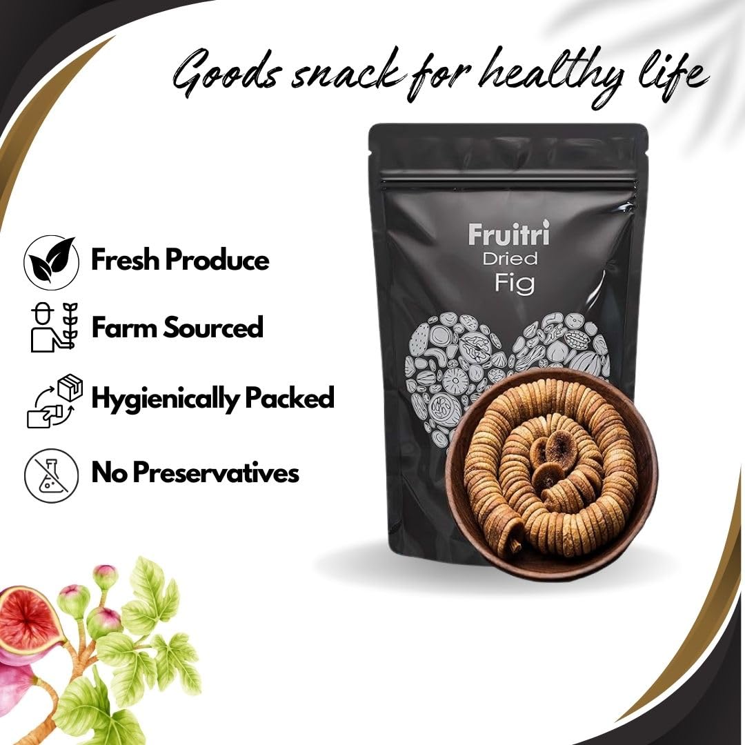 Premium Dried Fig Afghani Anjeer By Fruitri 500gm, | Dry Figs For Weight Management Digestion Immunity, Good Health, Rich In Dietary Fiber | 17.6 Ounce