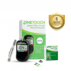 OneTouch Select Plus Simple Glucometer Machine | Simple & Accurate Testing Of Blood Sugar Levels At Home - Global Iconic Brand | Free 10 Test Strips + 10 Sterile Lancets + 1 Lancing Device