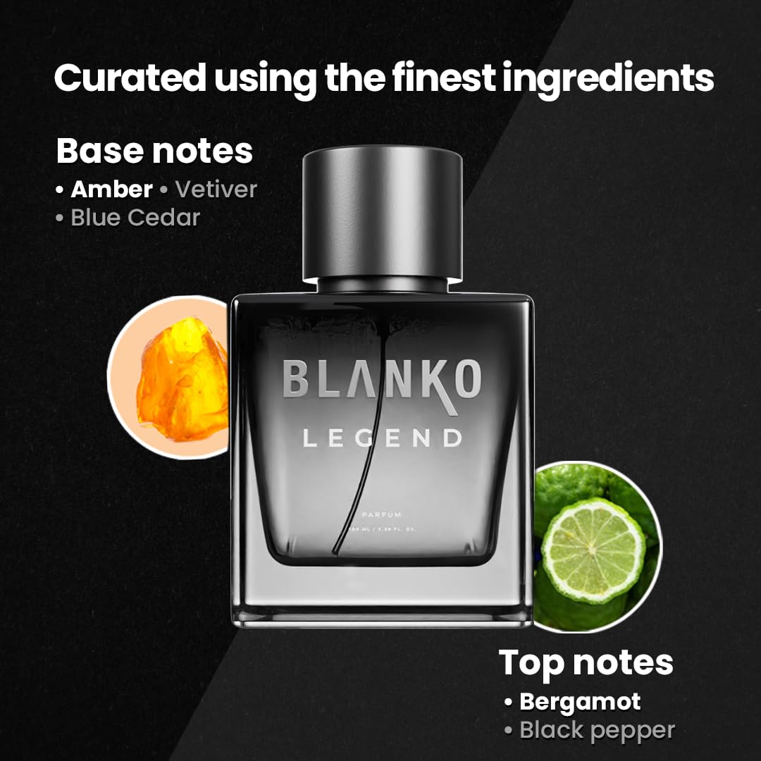 Blanko Legend Time Lock Technology Parfum 100ml 3.4 Fl.oz. | Longest Lasting Men Perfume | Luxury Perfume For Date Nights