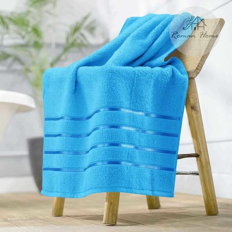 Roman Home 100% Cotton Extra Large Bath Towel 500 Gsm | Super Soft Bath Towel (Blue)