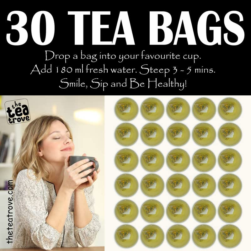 The Tea Trove Organic Chamomile Herbal Tea Bags In Resealable Pouch - 30 Unwrapped Tea Bags | Caffeine Free Chamomile For Sleep & Stress Relief Tea - Steep Hot Or Iced
