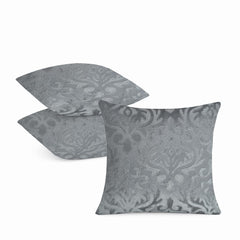 Microfiber Square Pillow Cushion For Sofa & Bed, Grey - 12 X 12 Inch | Soft, Fluffy For Comfort & Back Support | Breathable, Washable | Premium Velvet Outer Cover With Zip - Set Of 3