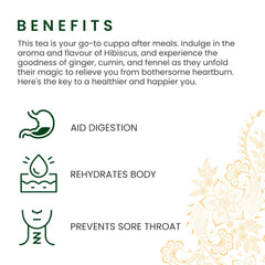 Roshi Ginger Hibiscus Digestive Delight Tea - 25 Teabags | Goodness Of Ginger, Saunf & Ajwain - Prevents Indigestion, Gas & Bloating | Caffeine Free - 100% Natural Ingredients