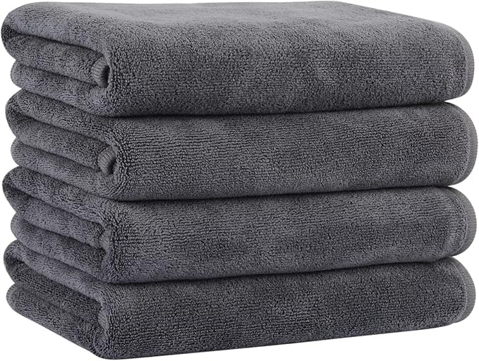 Maxoshine Microfiber Hand Towel 600 Gsm | Multipurpose Cleaning Cloth For Glasswares Car Bike Cleaning-Highly Absorbent Lint And Streak Free Microfiber Cloth | Pack Of 4 (Grey)