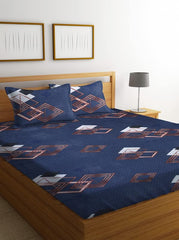 Microfiber Double Bedsheets With 2 Pillow Covers | 88 X 90 Inches, Blue & Brown - Light Weight & Breathable, Best Gifts For Weddings Or Anniversary Bedsheet