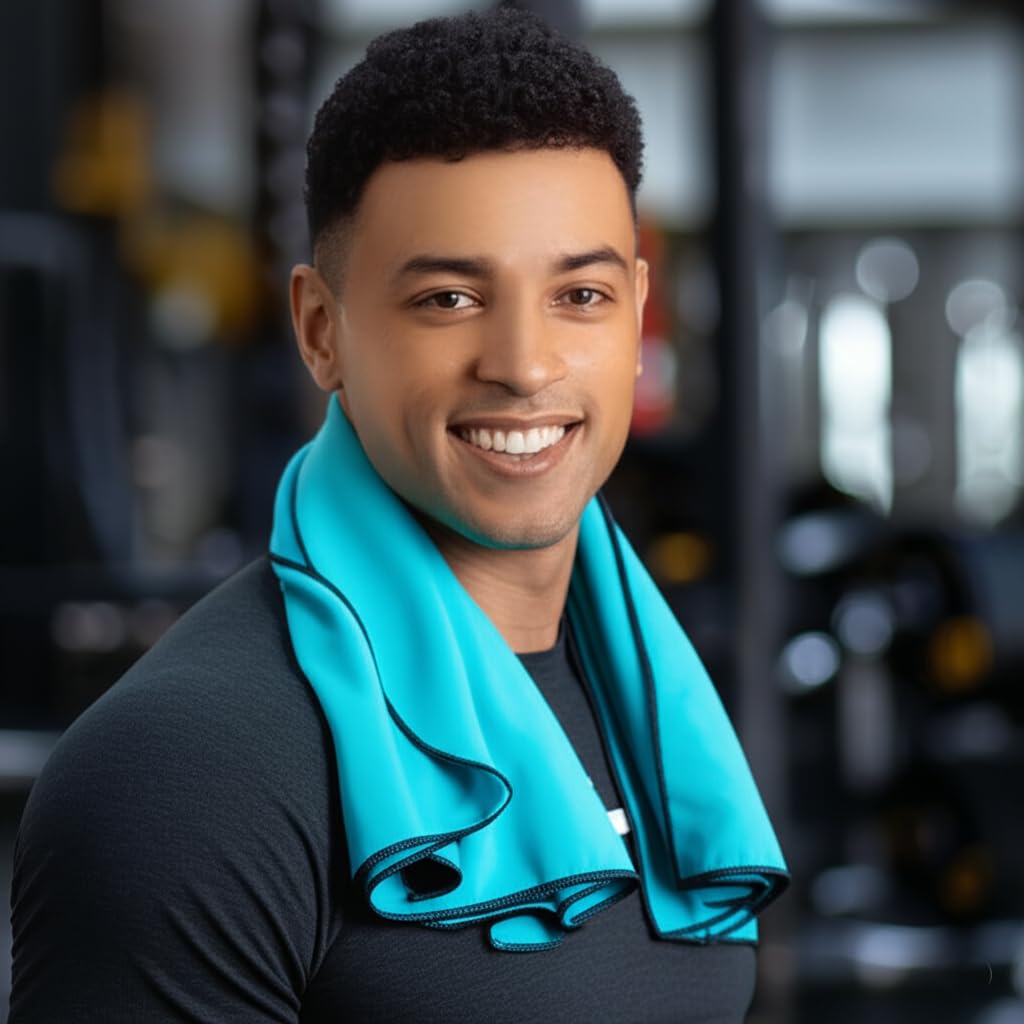 Adventose Microfiber Premium Hand Towel 200 Gsm | Sports Running Gym Workout Super Absorbent Hand, Face Towel (Aqua-Blue)